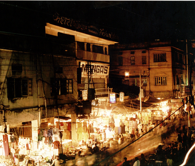 varanasi night street bustle