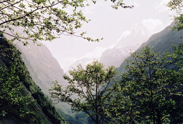 nepal abc view up valley towards abc