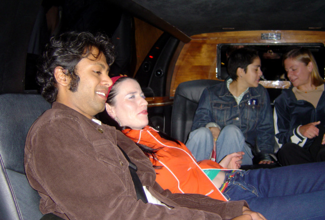 in the back of the limo