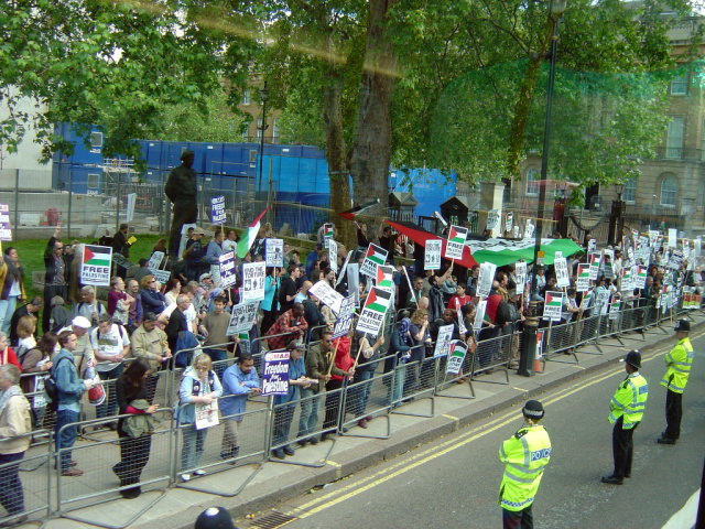 demo outside downing st