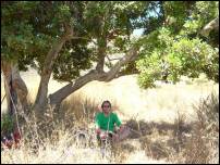 sweaty justin under tree