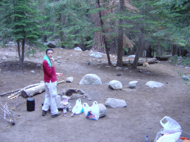 kate at camp with deer